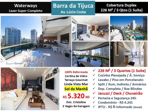 Cob Barra da Tijuca Praia Waterways 226M²