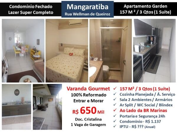 Apto Mangaratiba Wellman de Queiroz 157M² Garden