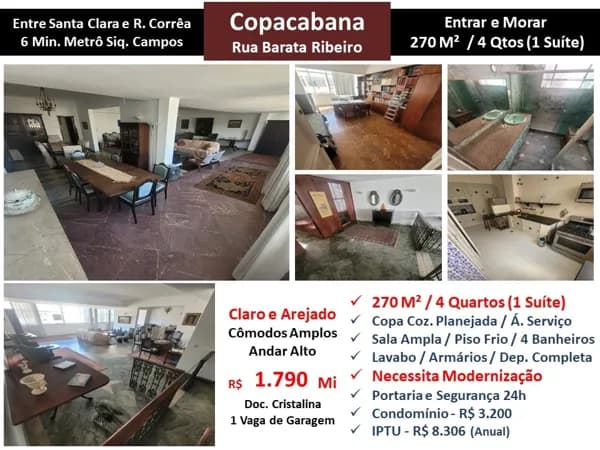 Apto Copacabana Barata Ribeiro 270M²