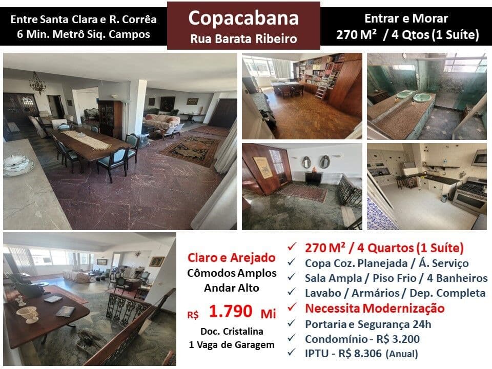 Apto Copacabana Barata Ribeiro 270M²