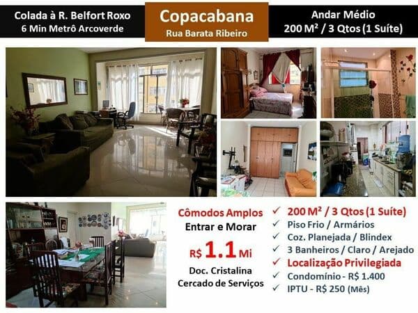 Apto Copacabana Barata Ribeiro 200M²