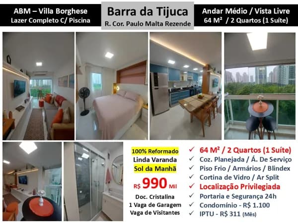 Apto Barra da Tijuca ABM Villa Borghese 64M²