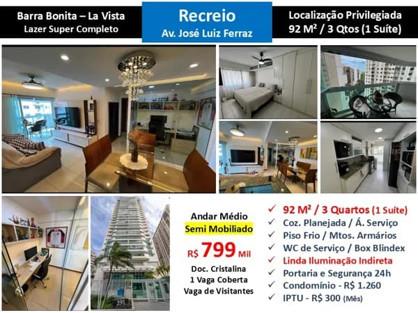 Apto Recreio Barra Bonita La Vista 92M²