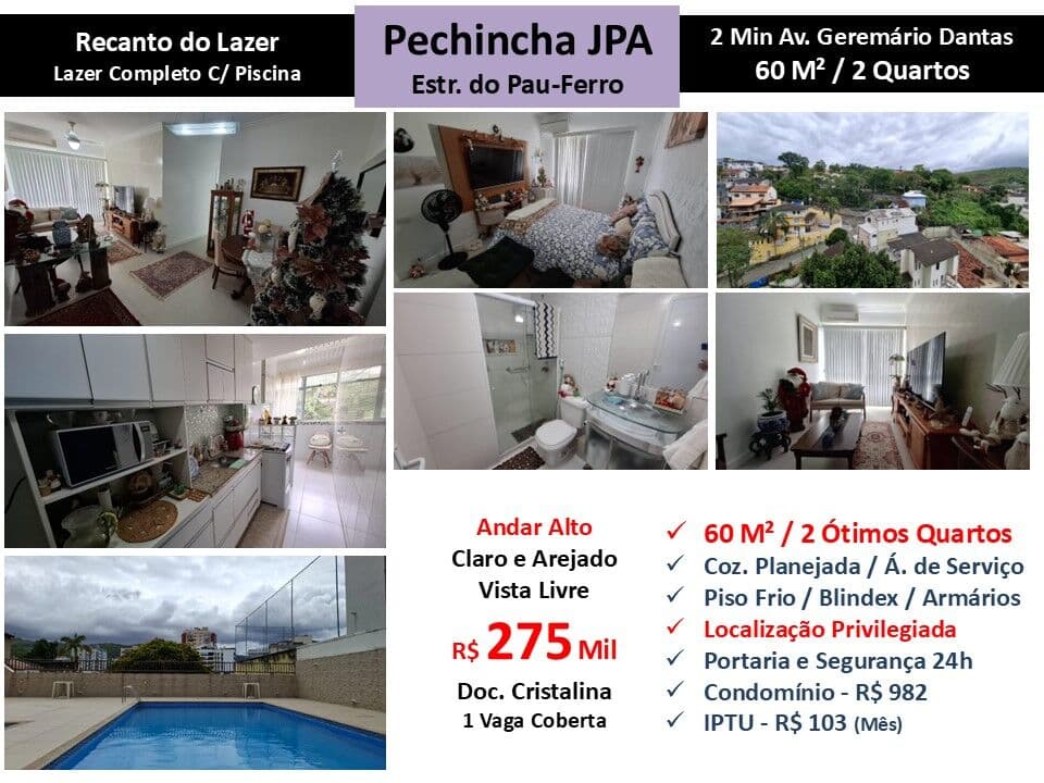 Apto JPA Pechincha Pau Ferro Recanto do Lazer 60M²