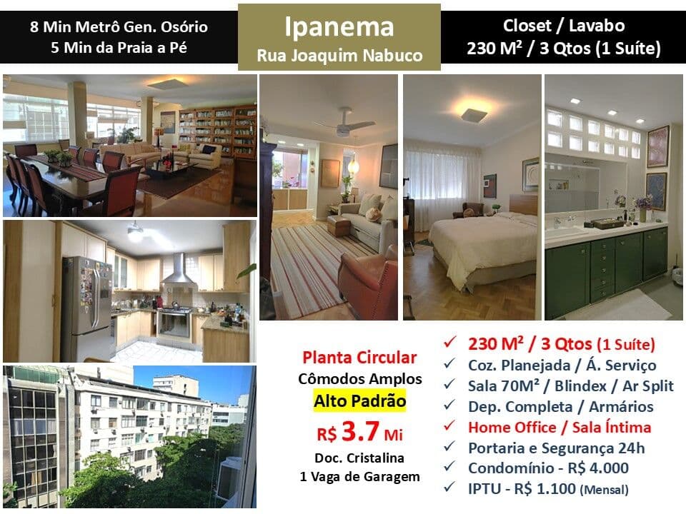 Apto Ipanema Joaquim Nabuco 230M²