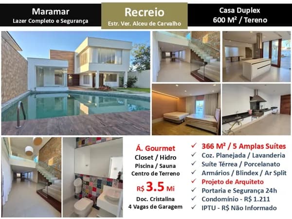 Casa Recreio Maramar 366M²