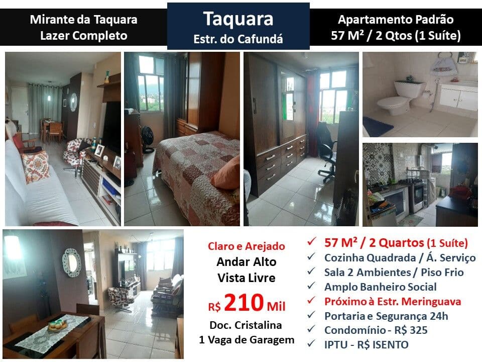 Apto JPA Taquara Cafundá Mirante da Taquara 57M²