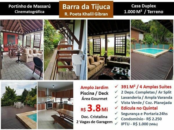 Casa Barra da Tijuca Itanhangá Portinho de Massaru 391M²