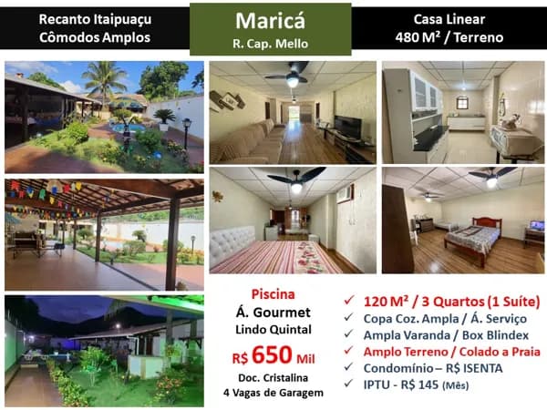 Casa Maricá Recanto Itaipuaçu 120M² Linear