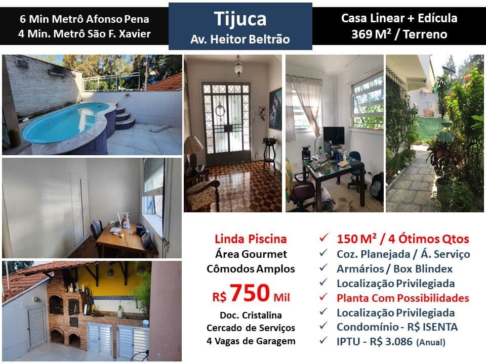 Casa Tijuca Heitor Beltrão 150M² Linear