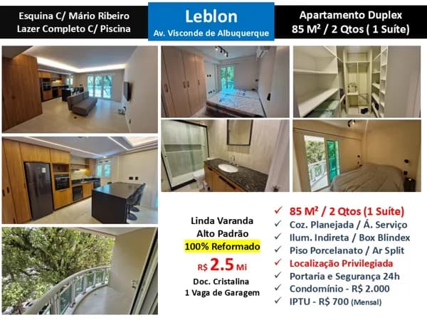 Apto Leblon Visconde de Albuquerque 85M²