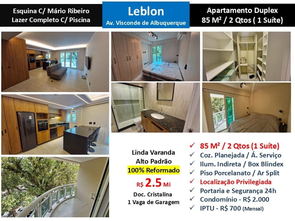 Apto Leblon Visconde de Albuquerque 85M²