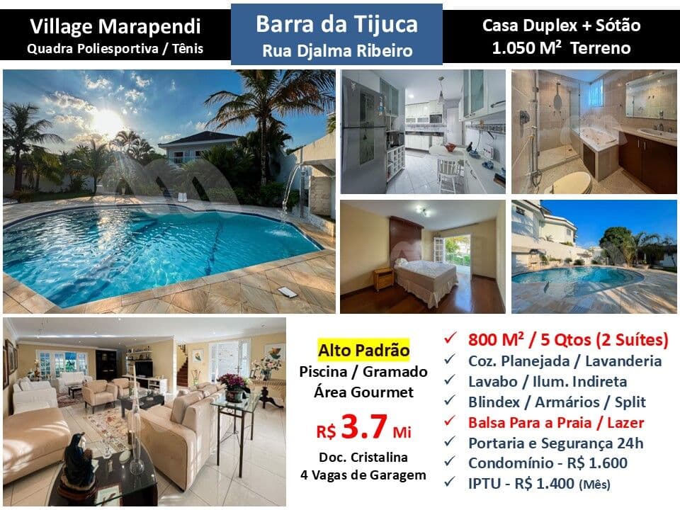 Casa Barra da Tijuca Village Marapendi 800M²