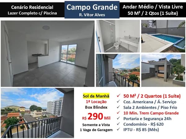 Apto Campo Grande Vítor Alves Cenário Residencial 50M²