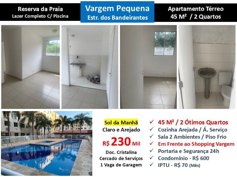 Apto Vargem Pequena Reserva da Praia 45M² Garden