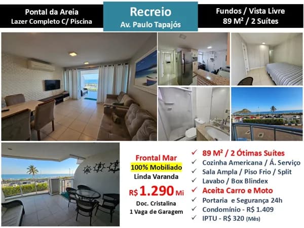 Apto Recreio Praia Pontal da Areia 89M²