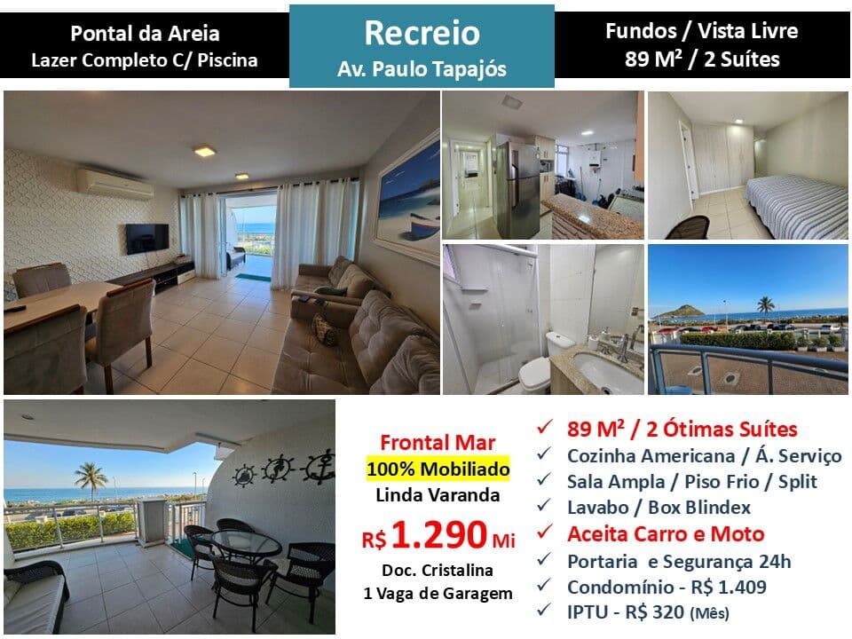 Apto Recreio Praia Pontal da Areia 89M²