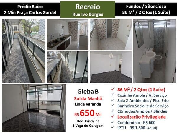 Apto Recreio Gleba B Ivo Borges 86M²