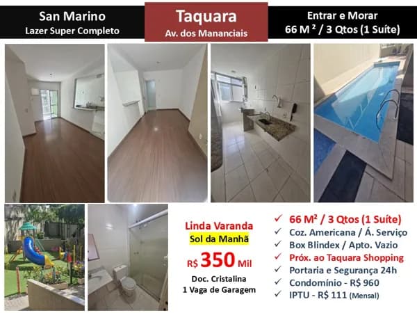 Apto JPA Taquara Mananciais San Marino 66M²