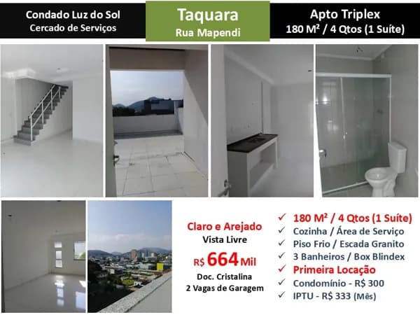 Apto JPA Taquara Mapendi Condado Luz do Sol 180M²
