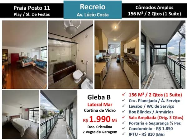 Apto Recreio Praia Lucio Costa 156M²
