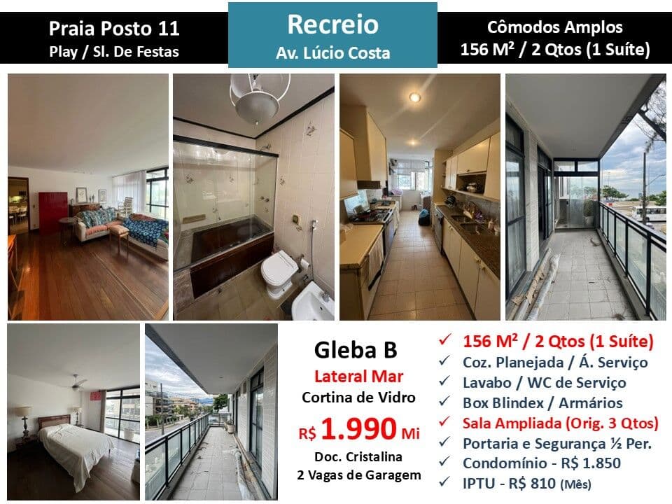 Apto Recreio Praia Lucio Costa 156M²