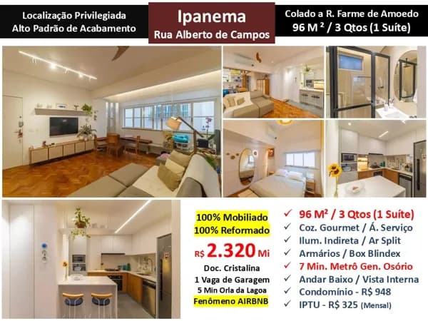 Apto Ipanema Alberto de Campos 96M²