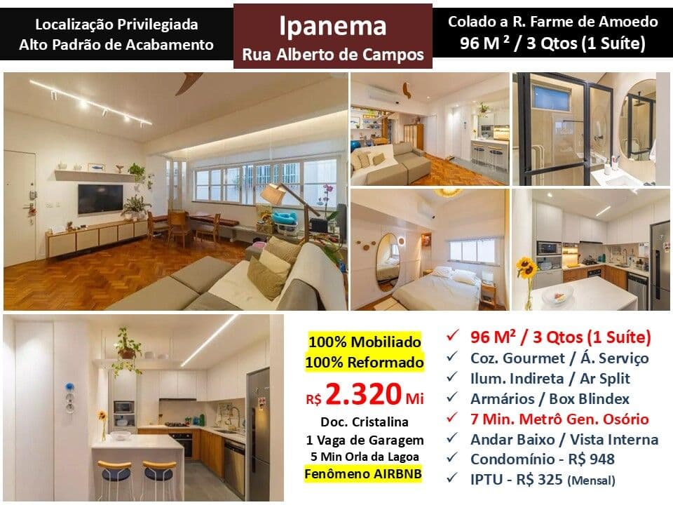 Apto Ipanema Alberto de Campos 96M²
