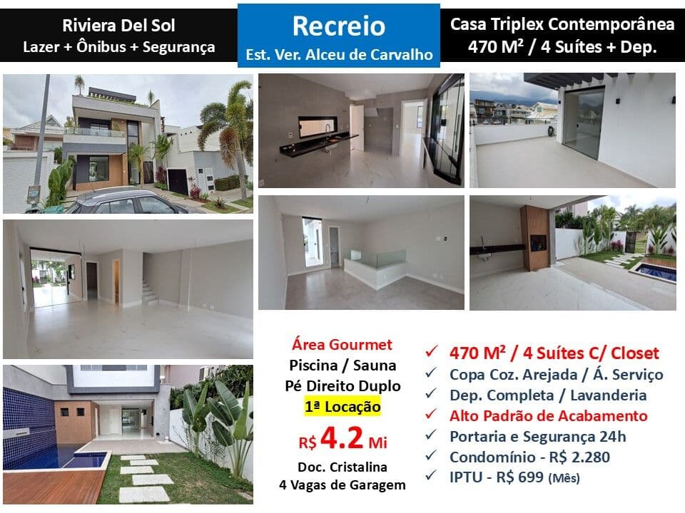 Casa Recreio Riviera Del Sol 470M²