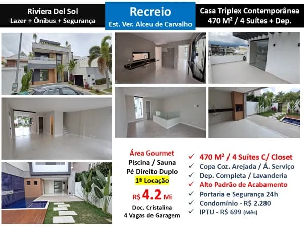 Casa Recreio Riviera Del Sol 470M²