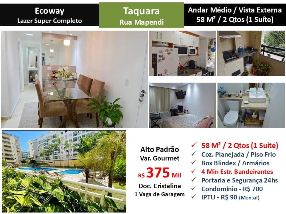 Apto JPA Taquara Ecoway 58M²