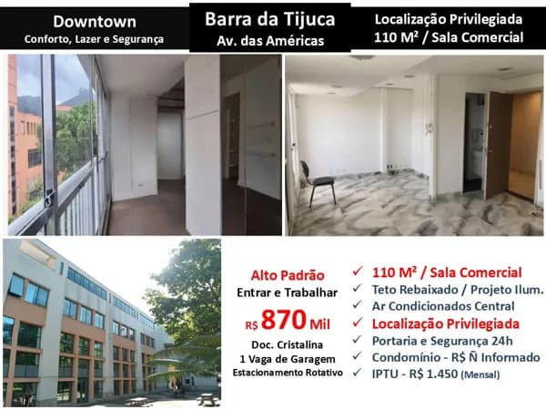 Sala Barra da Tijuca Downtown 110M²