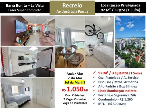 Apto Recreio Barra Bonita La Vista 92M²