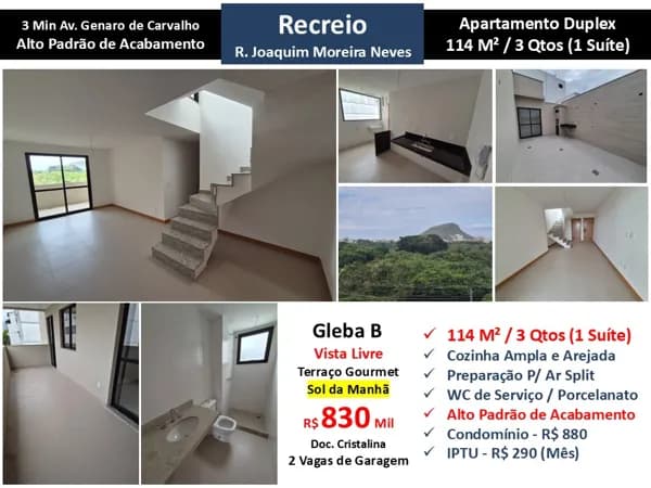 Apto Recreio Gleba B Moreira Neves 114M²