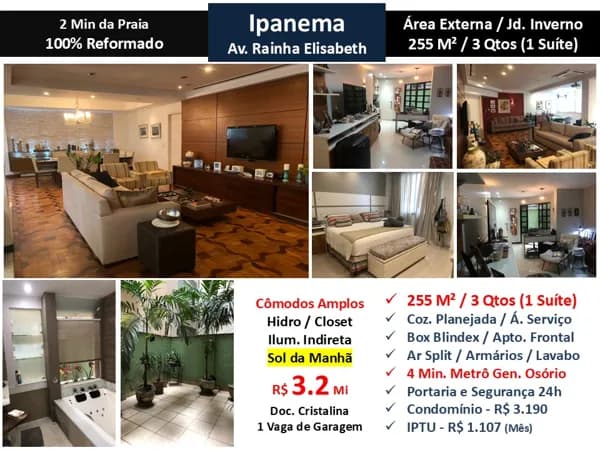 Apto Ipanema Rainha Elisabeth 255M²