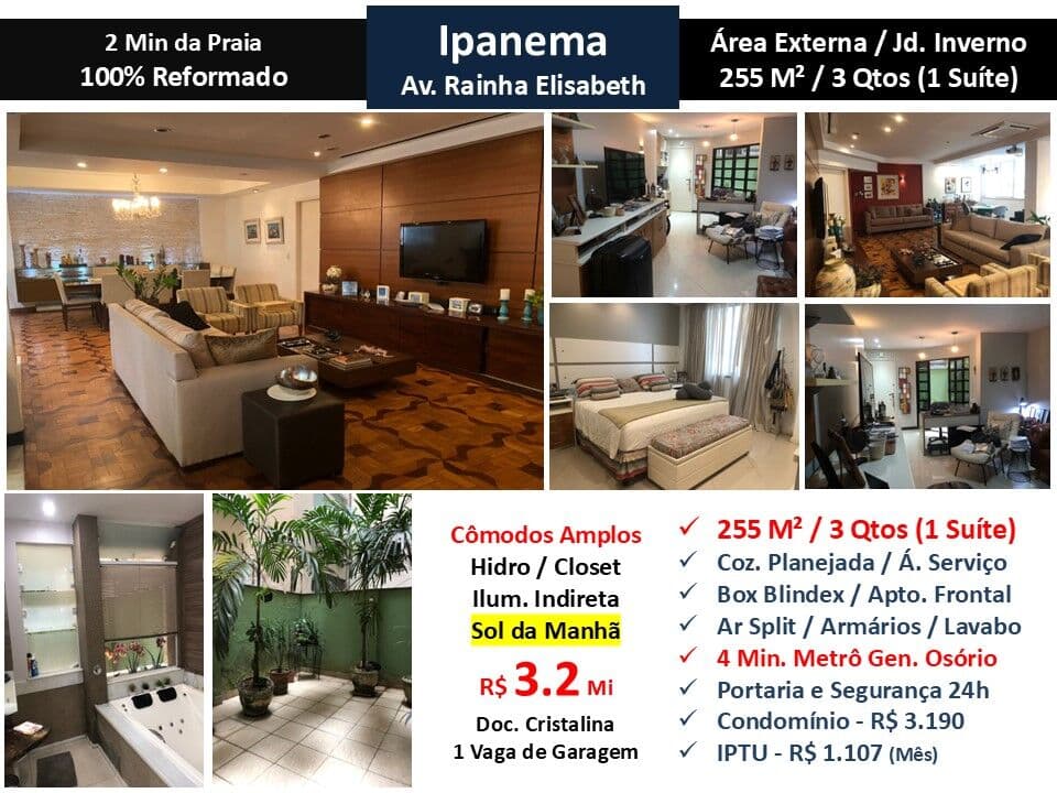 Apto Ipanema Rainha Elisabeth 255M²