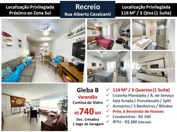 Apto Recreio Gleba B Alberto Cavalcanti 116M²