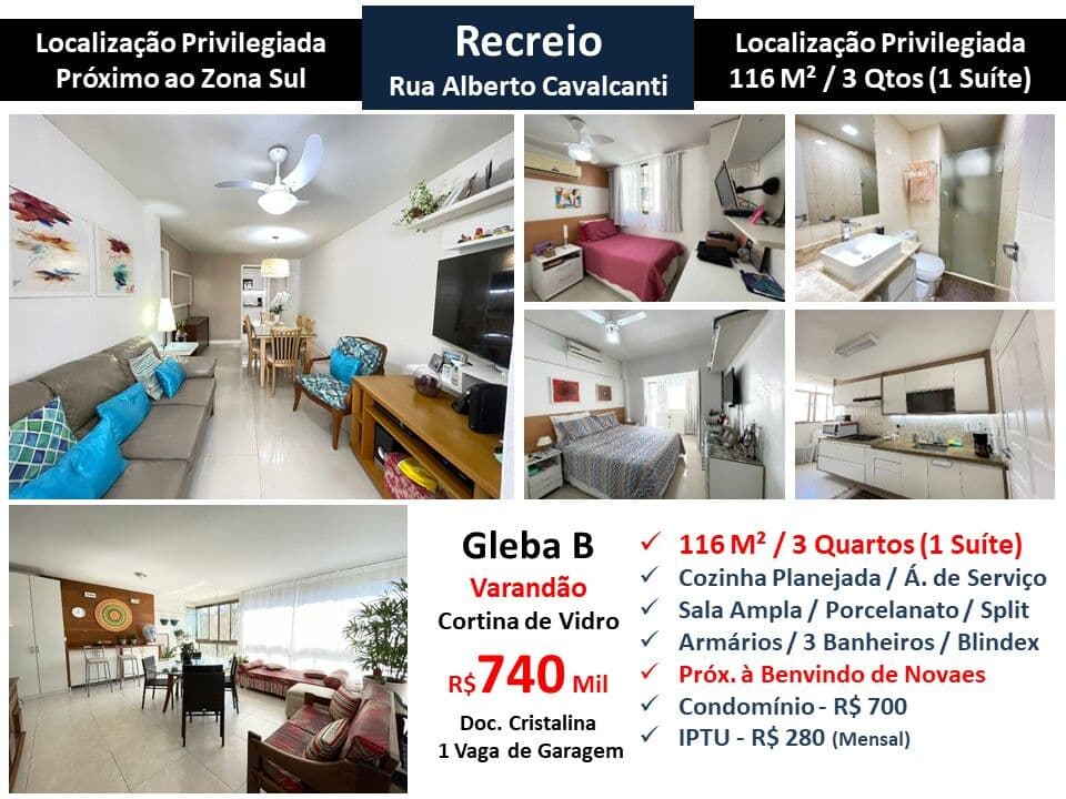 Apto Recreio Gleba B Alberto Cavalcanti 116M²