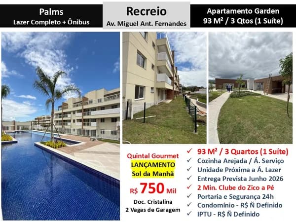 Apto Recreio Palms 93M² Garden