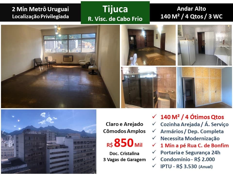 Apto Tijuca Visc. de Cabo Frio 140M²