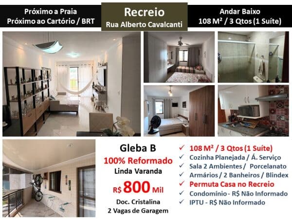 Apto Recreio Gleba B Alberto Cavalcanti 108M²