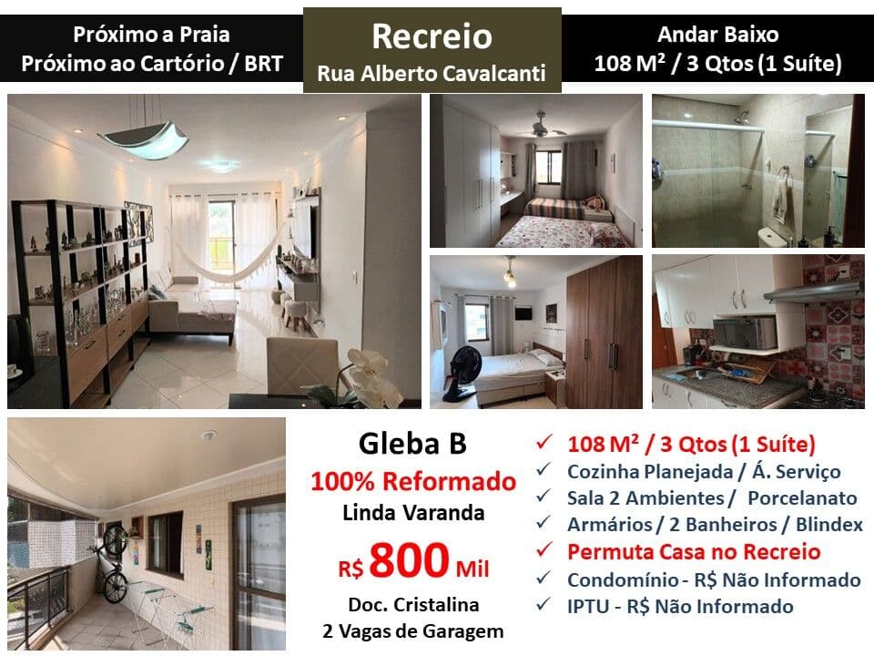 Apto Recreio Gleba B Alberto Cavalcanti 108M²
