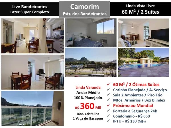 Apto Barra da Tijuca Camorim Live Bandeirantes 60M²