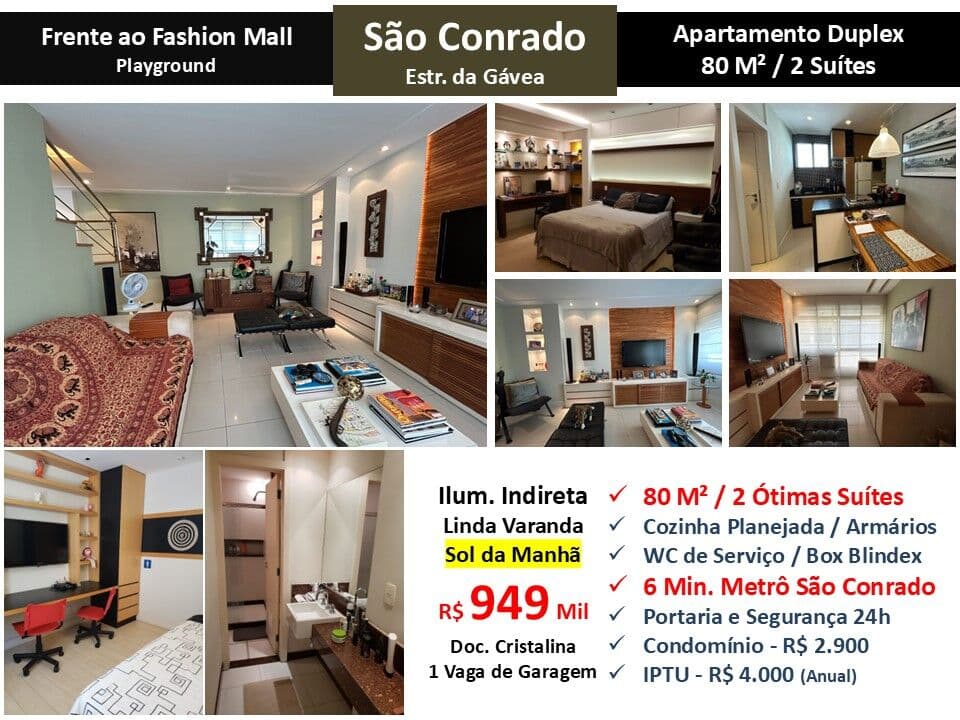 Apto São Conrado Estr. da Gavea 80M²