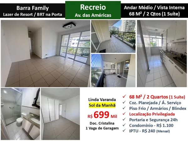 Apto Recreio Barra Family 68M²