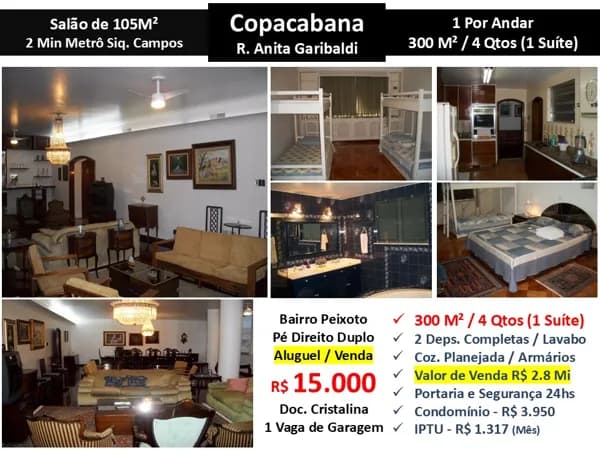 Apto Copacabana Anita Garibaldi 300M²