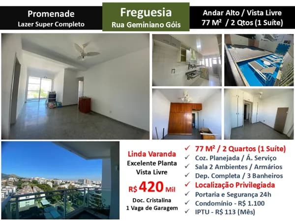 Apto JPA Freguesia Geminiano Góis Promenade 77M²