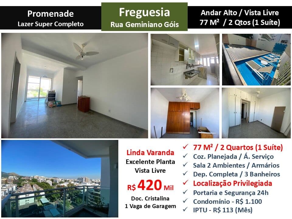 Apto JPA Freguesia Geminiano Góis Promenade 77M²