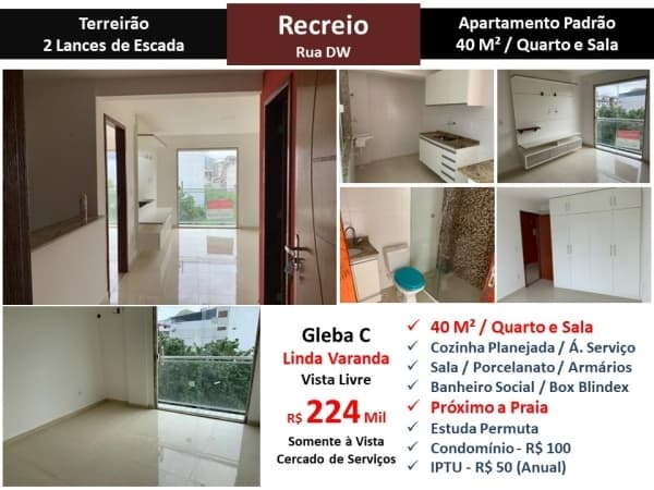 Apto Recreio Gleba C Terreirão Landri Gonçalves 40M²
