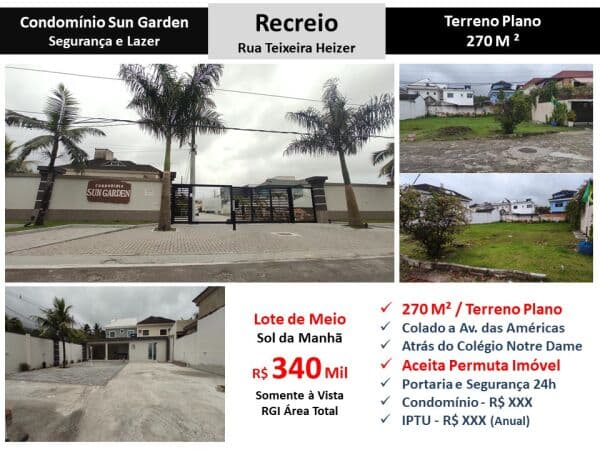 Terreno Recreio Sun Garden 270M²